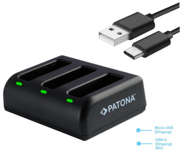 Patona USB Triple Ladegerät für Akku GoPro 5/6/7/2018