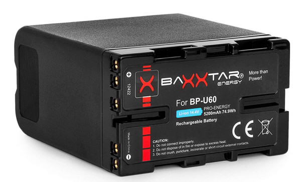 Baxxtar Ersatz für Akku Sony BP-U60 Black Series