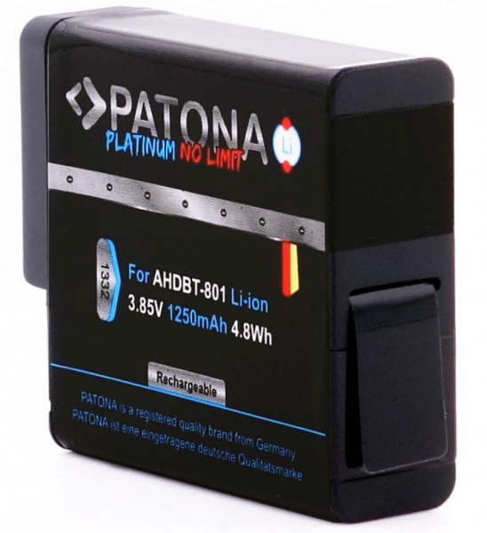 Patona Platinum Ersatz für Akku GoPro AHDBT-801 (1250mAh) für Hero8