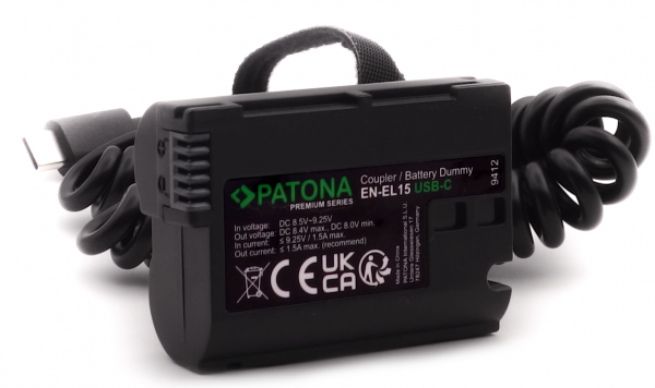 Patona USB-C Dummy für Nikon EN-EL15a/b/c