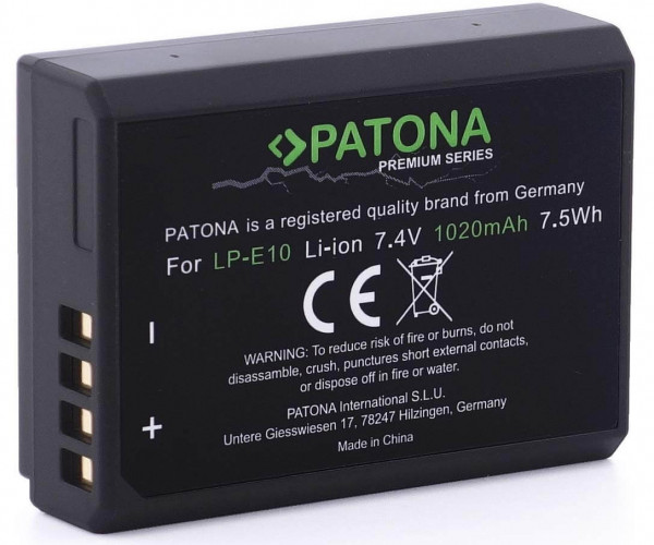 Patona Premium Ersatz für Akku Canon LP-E10